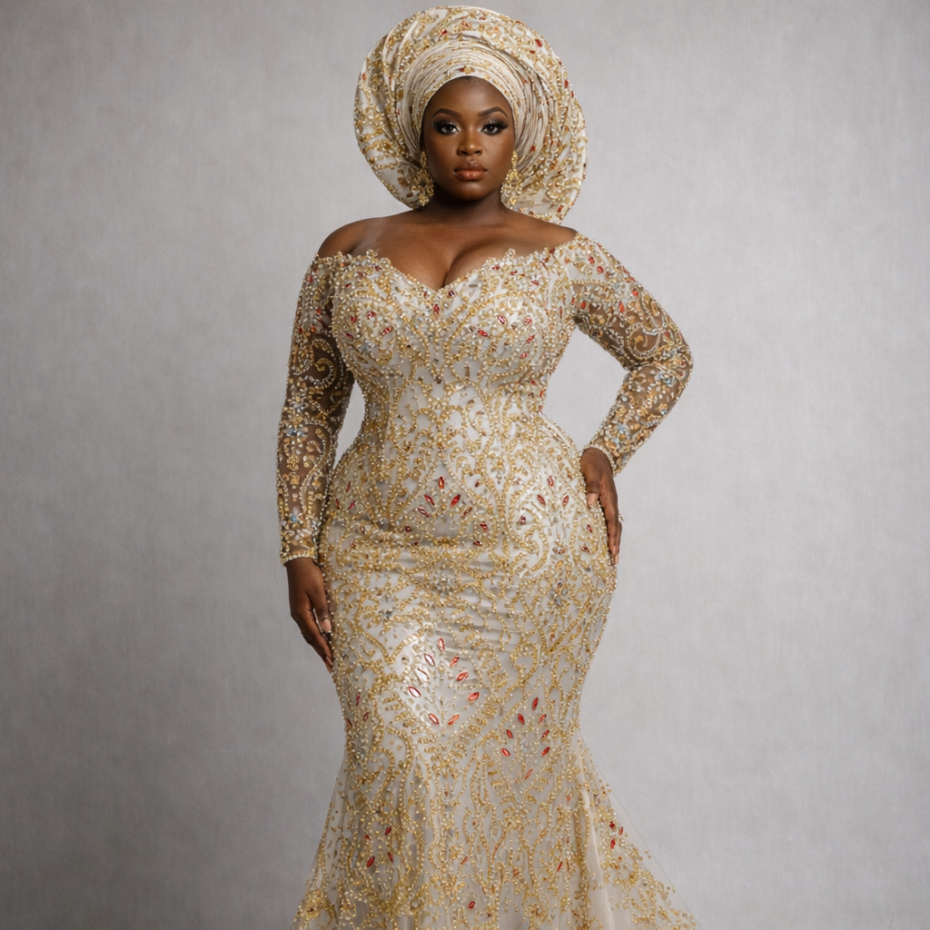 White Embroidered Sequin Net Lace Fabric